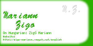mariann zigo business card