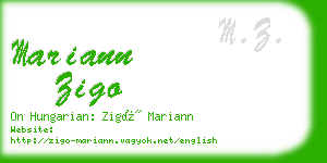 mariann zigo business card